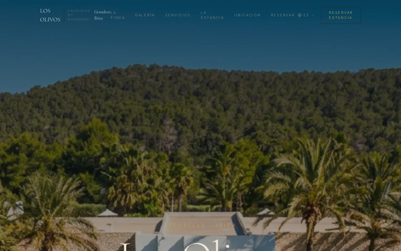 Los Olivos luxury finca website preview in Es Cubells, Ibiza